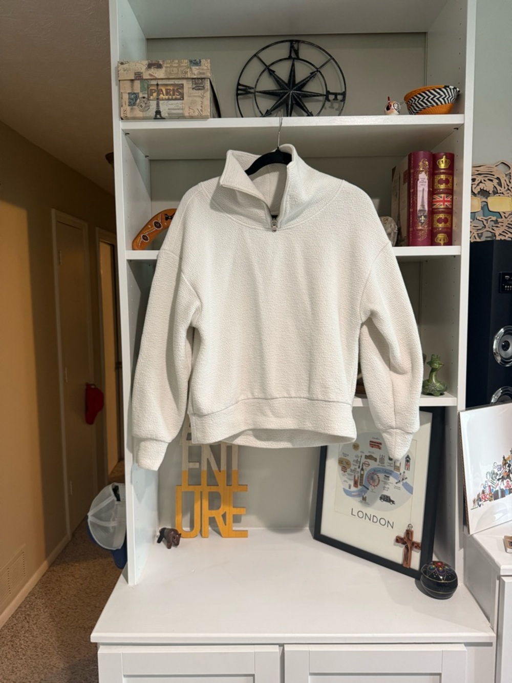 Ivory Half-Zip Fleece Pullover